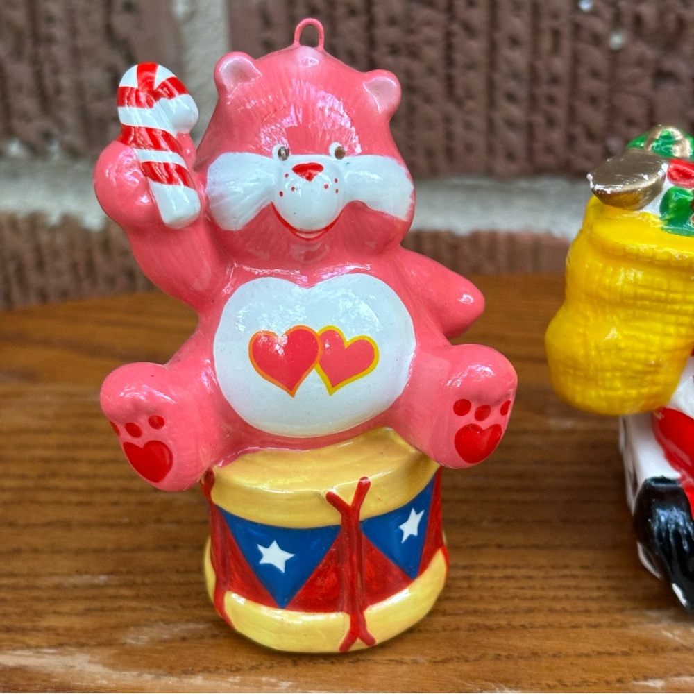 Care Bear BUNDLE Christmas Figurine Bundle Santa and Bear Ceramic Plastic VTG - Picture 2 of 6